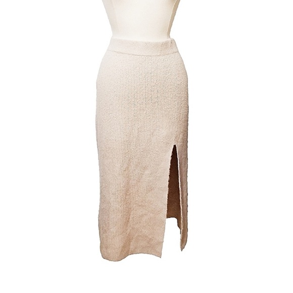 Leith Tan Split Sweater Midi Skirt - Picture 2 of 6